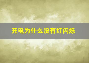 充电为什么没有灯闪烁