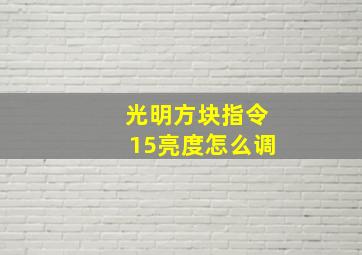 光明方块指令15亮度怎么调