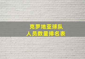 克罗地亚球队人员数量排名表