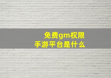 免费gm权限手游平台是什么