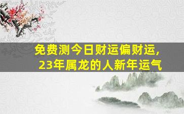 免费测今日财运偏财运,23年属龙的人新年运气