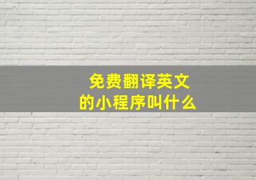 免费翻译英文的小程序叫什么