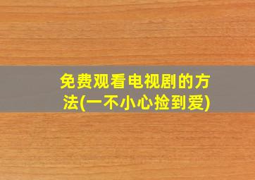 免费观看电视剧的方法(一不小心捡到爱)