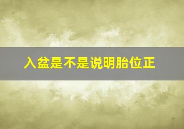 入盆是不是说明胎位正