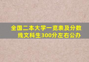 全国二本大学一览表及分数线文科生300分左右公办