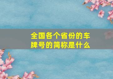 全国各个省份的车牌号的简称是什么