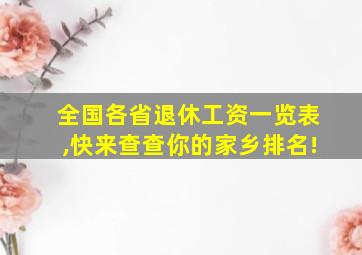 全国各省退休工资一览表,快来查查你的家乡排名!