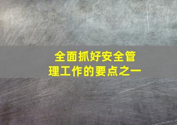 全面抓好安全管理工作的要点之一