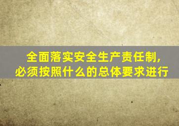 全面落实安全生产责任制,必须按照什么的总体要求进行