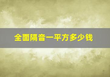 全面隔音一平方多少钱