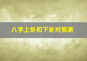 八字上卦和下卦对照表