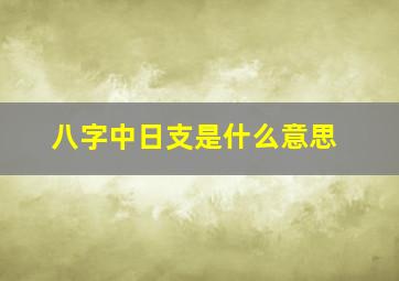 八字中日支是什么意思