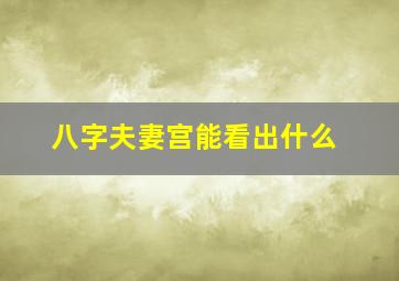 八字夫妻宫能看出什么