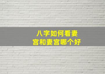 八字如何看妻宫和妻宫哪个好