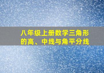 八年级上册数学三角形的高、中线与角平分线