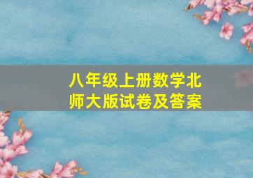 八年级上册数学北师大版试卷及答案