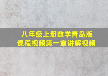 八年级上册数学青岛版课程视频第一章讲解视频