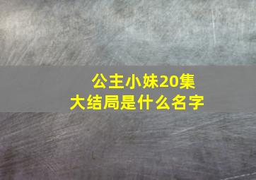 公主小妹20集大结局是什么名字