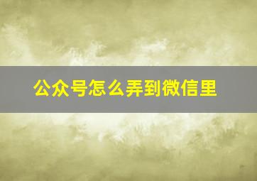 公众号怎么弄到微信里