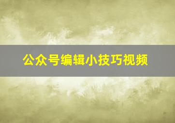 公众号编辑小技巧视频