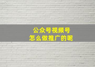 公众号视频号怎么做推广的呢