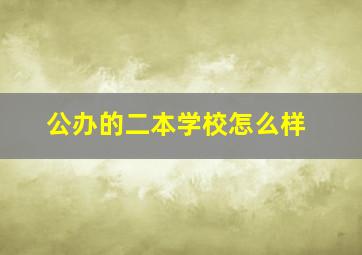 公办的二本学校怎么样