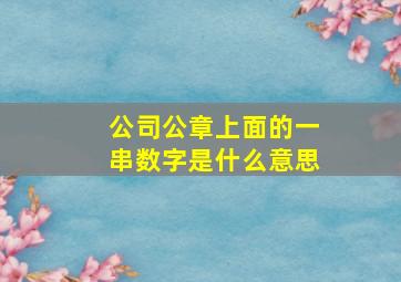 公司公章上面的一串数字是什么意思