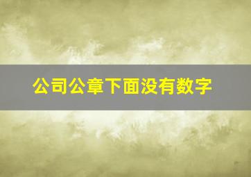 公司公章下面没有数字