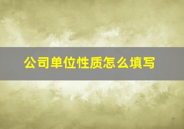 公司单位性质怎么填写