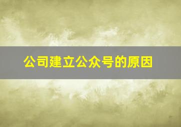 公司建立公众号的原因