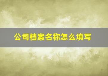 公司档案名称怎么填写