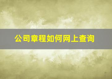 公司章程如何网上查询