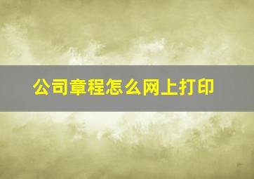 公司章程怎么网上打印