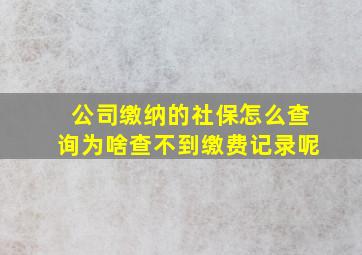 公司缴纳的社保怎么查询为啥查不到缴费记录呢