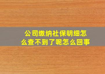 公司缴纳社保明细怎么查不到了呢怎么回事