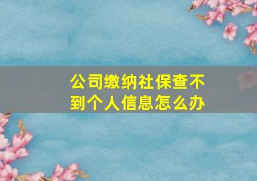 公司缴纳社保查不到个人信息怎么办