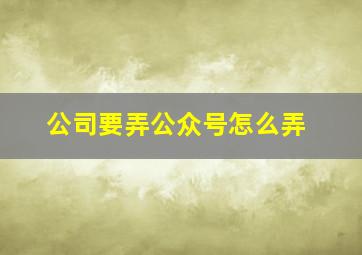 公司要弄公众号怎么弄