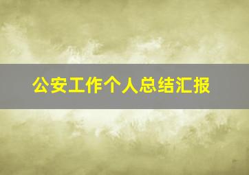 公安工作个人总结汇报