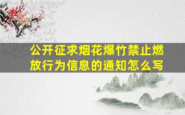 公开征求烟花爆竹禁止燃放行为信息的通知怎么写