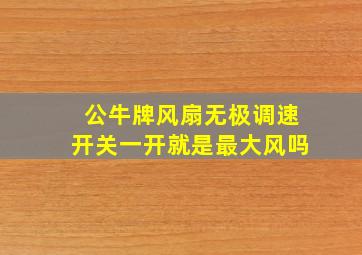 公牛牌风扇无极调速开关一开就是最大风吗