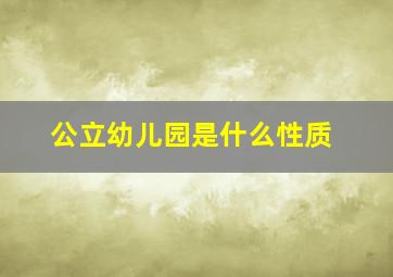 公立幼儿园是什么性质