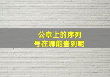 公章上的序列号在哪能查到呢