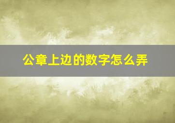 公章上边的数字怎么弄