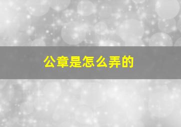 公章是怎么弄的