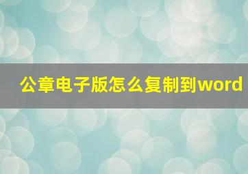 公章电子版怎么复制到word