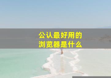 公认最好用的浏览器是什么