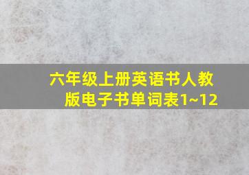 六年级上册英语书人教版电子书单词表1~12