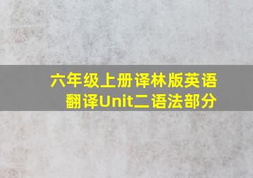 六年级上册译林版英语翻译Unit二语法部分