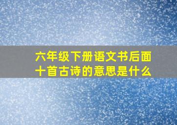 六年级下册语文书后面十首古诗的意思是什么