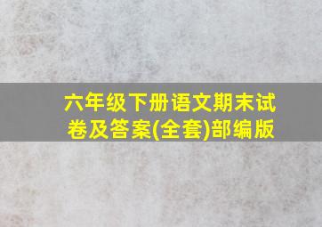 六年级下册语文期末试卷及答案(全套)部编版